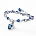 Women’s Silver Bracelet with Blue Heart Crystal Charm – Elegant Jewelry Gift for Her