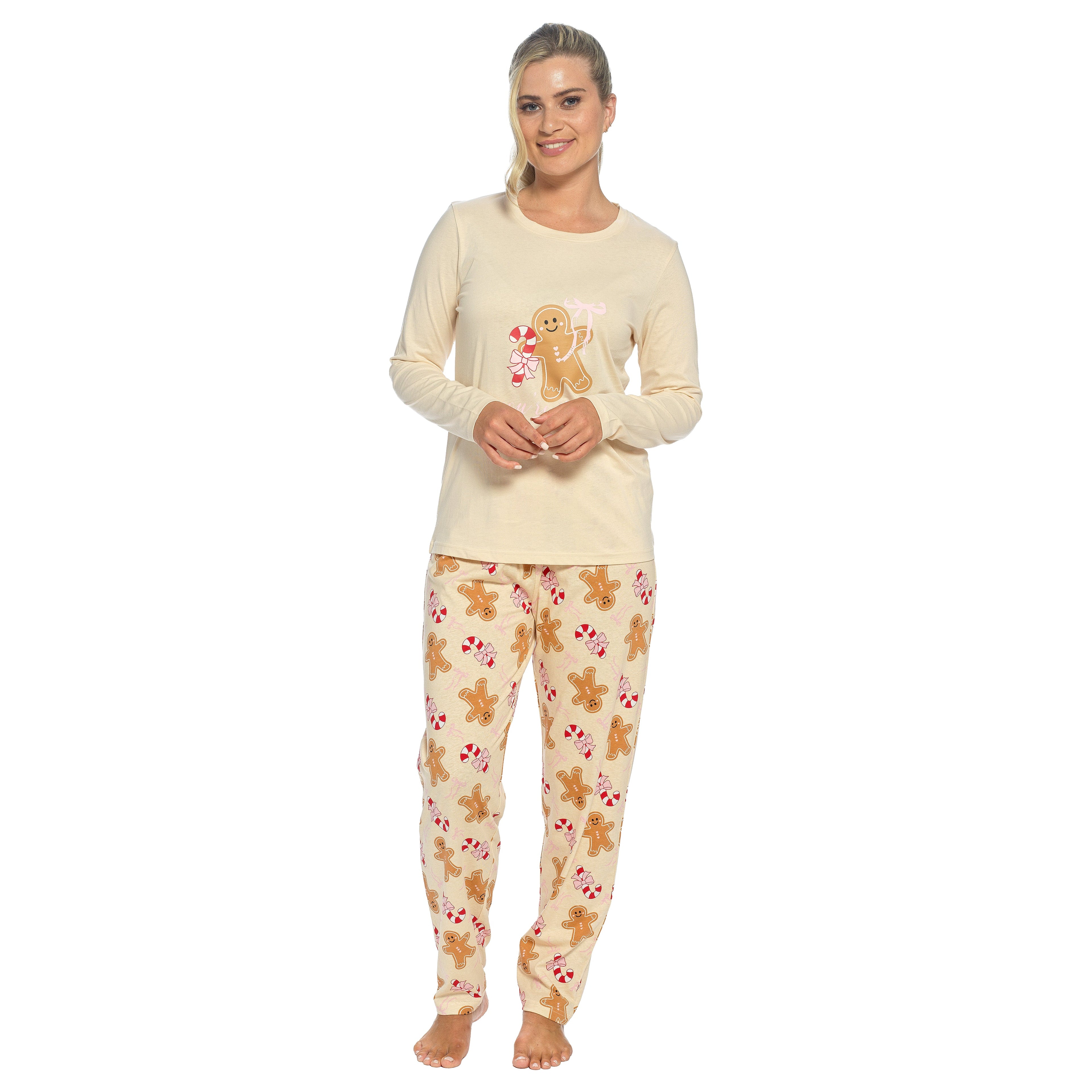 Daisy Dreamer Women's Cotton Pyjama Set With Elasticated Patterned Bottoms Soft Long Sleeve Top 100% Cotton Nightwear Multiple Sizes