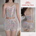 Leopard-print Pajama Set For Women Camisole And Shorts
