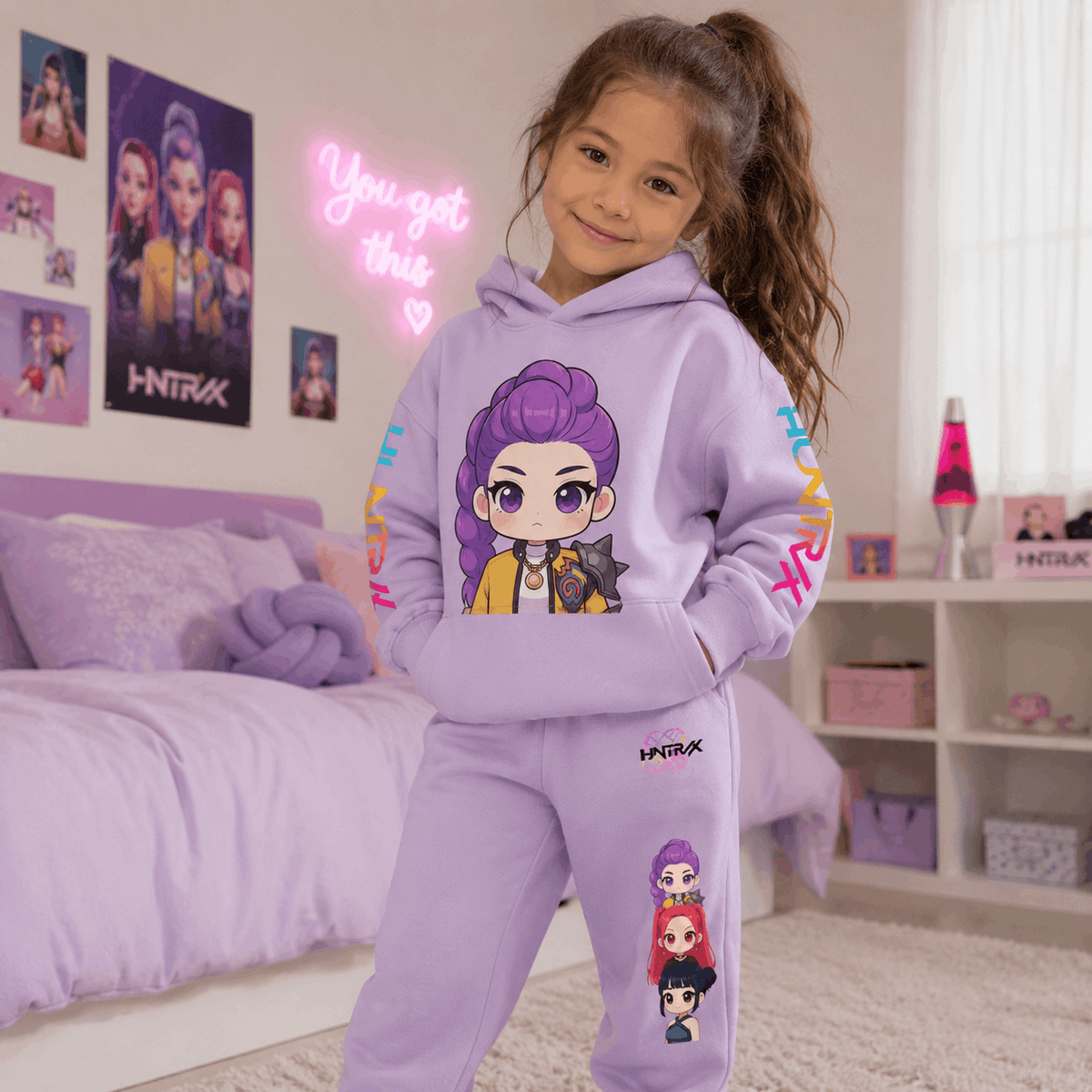 Kids KPop Demon Hunters Hoodie & Sweatpants Set | Children's Matching Tracksuit