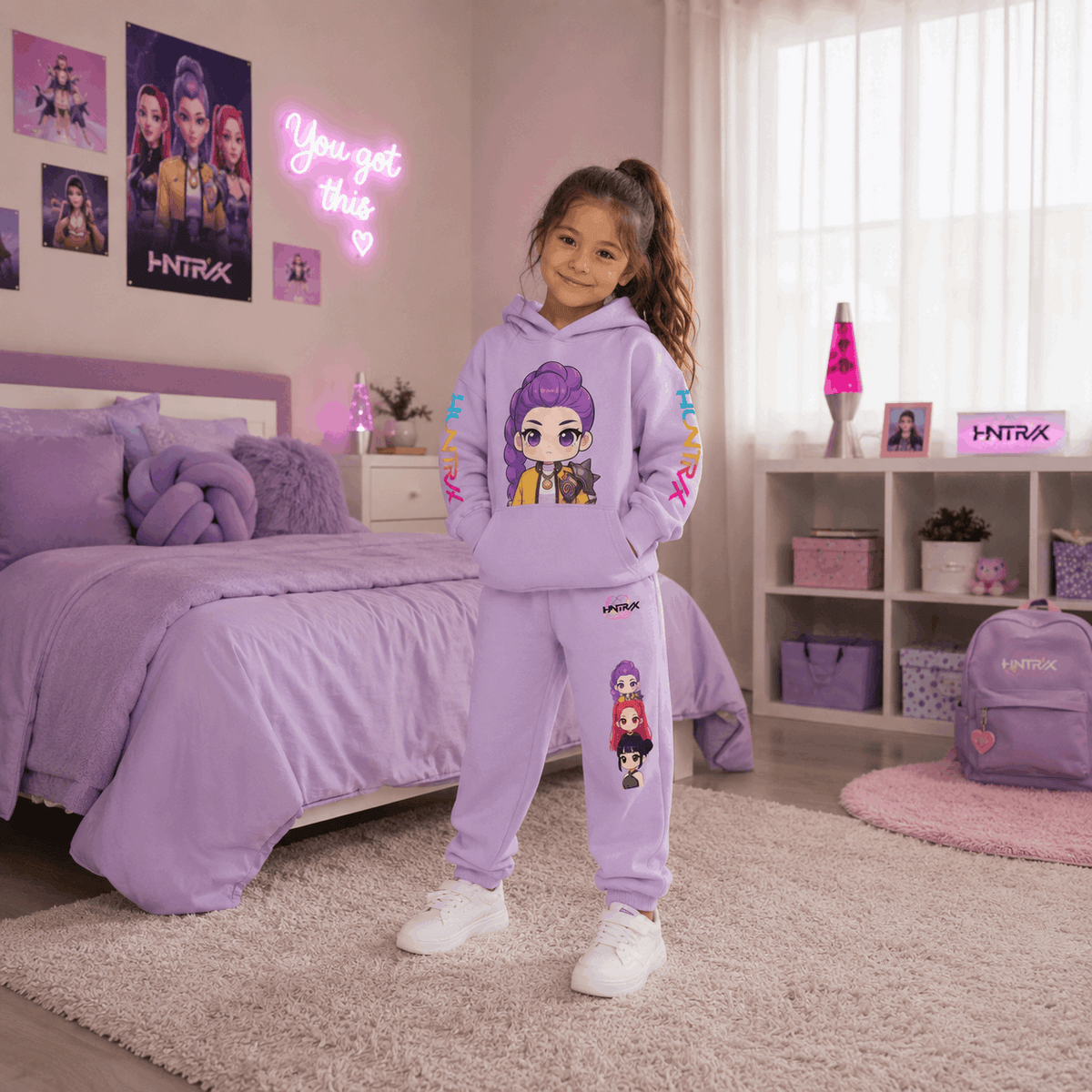 Kids KPop Demon Hunters Hoodie & Sweatpants Set | Children's Matching Tracksuit