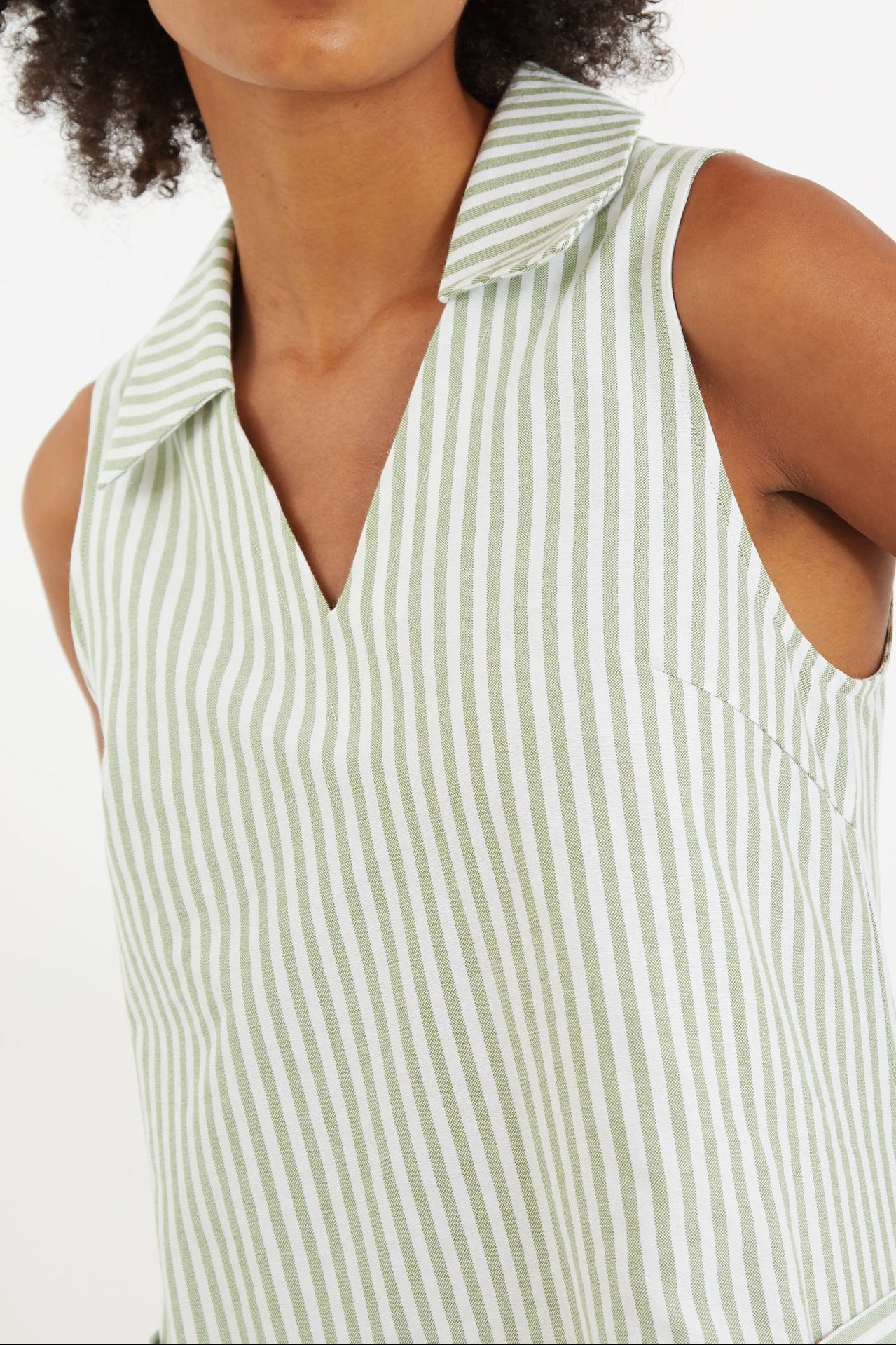 Jerrika Sail Stripe A-Line Mini Dress Green