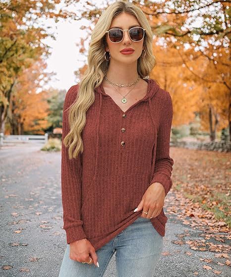 Solid Color Long Sleeve Hoodie Brushed Bedford Cord Sweater