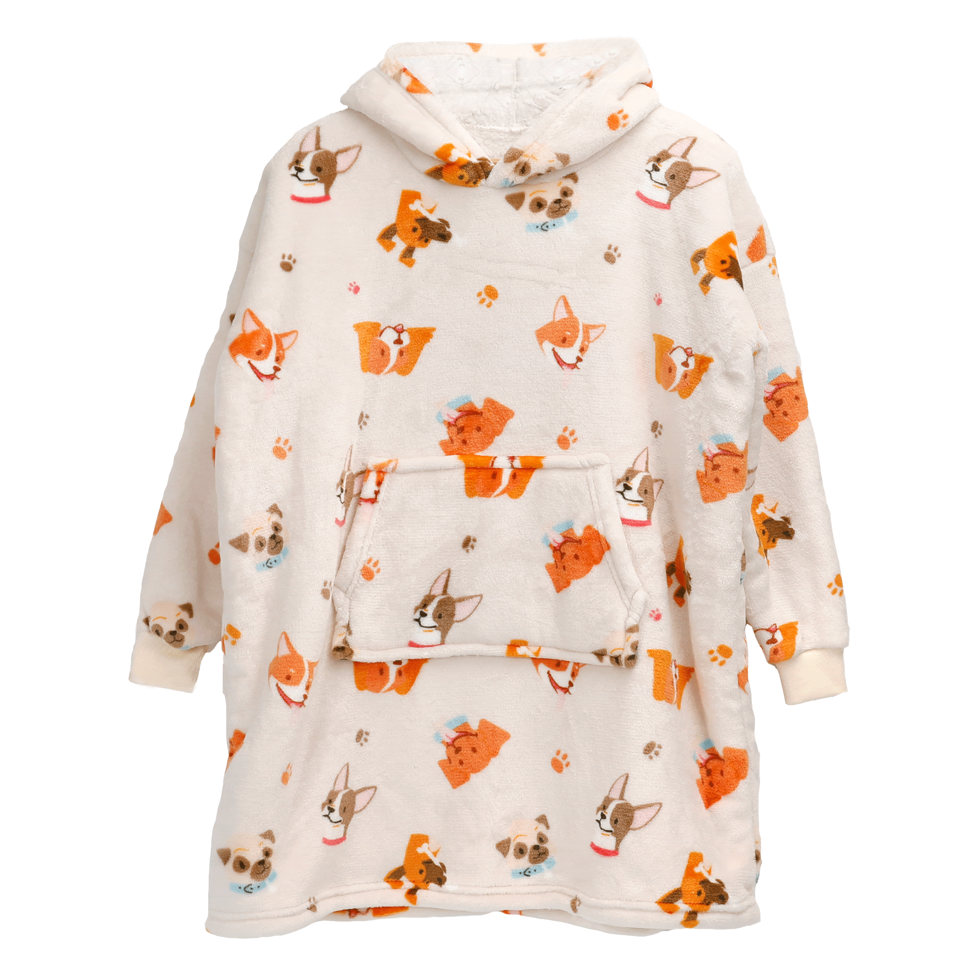 OLIVIA ROCCO Kids Oversized Hooded Blanket Hoodie Sherpa Fur Fleece Dogs Pattern