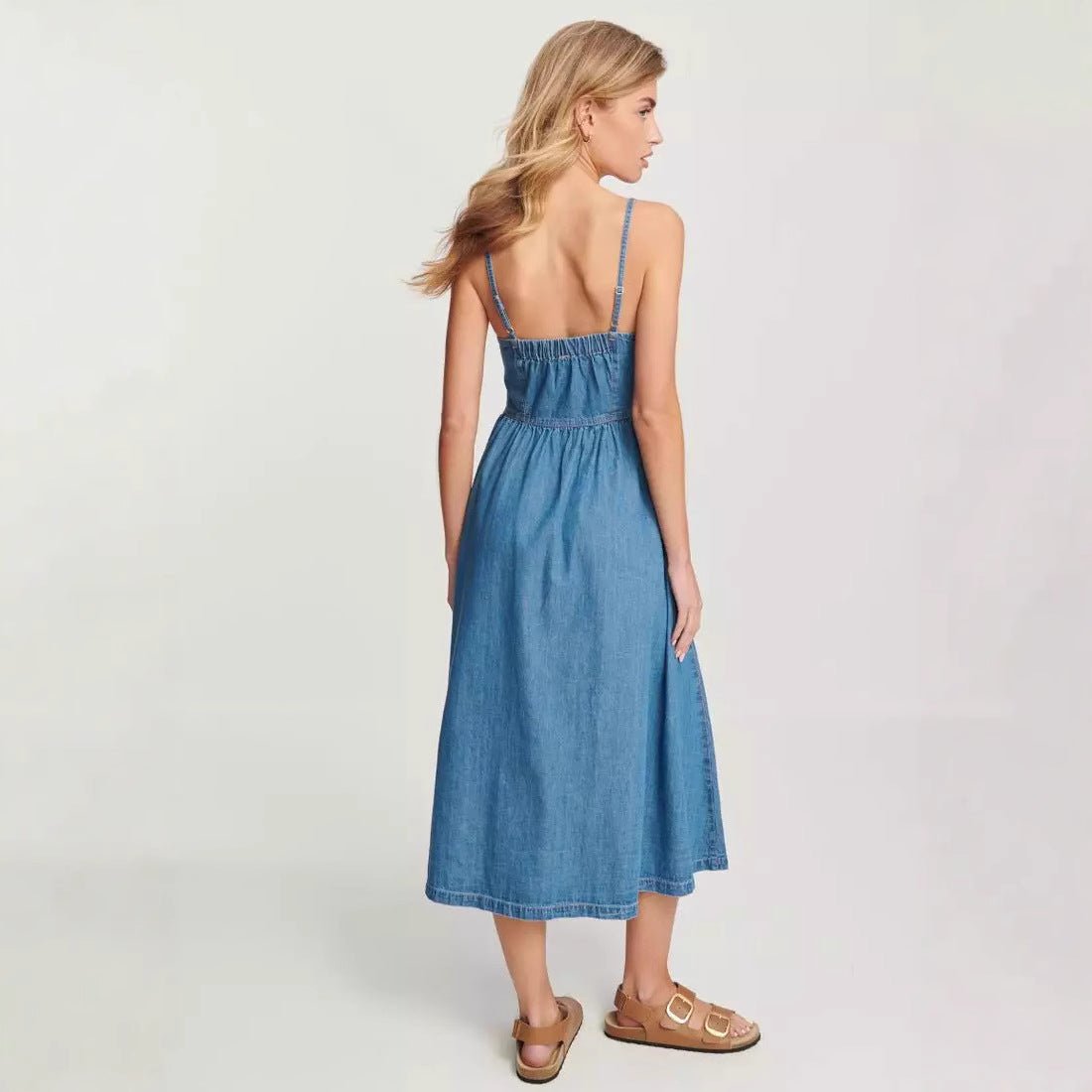 Elegant Commuter Fashion Suspender Denim Women's Dress