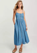 Elegant Commuter Fashion Suspender Denim Women's Dress