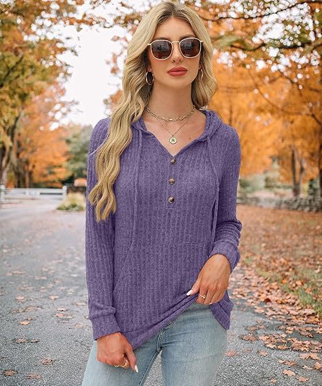 Solid Color Long Sleeve Hoodie Brushed Bedford Cord Sweater