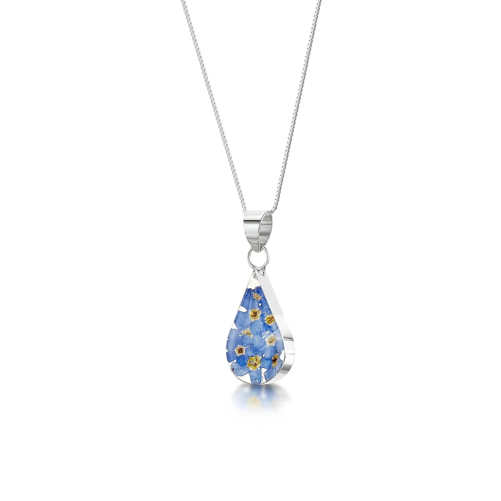 Forget-Me-Not Teardrop Pendant Necklace