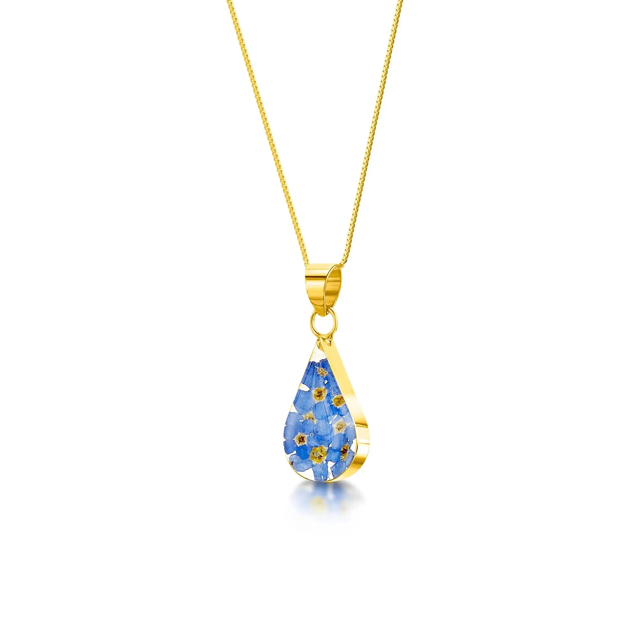 Forget-Me-Not Teardrop Pendant Necklace