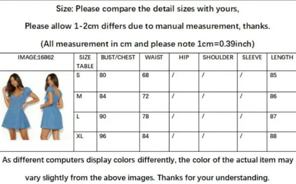 Hollow Out Puff Sleeve Denim Dress
