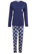 OLIVIA ROCCO Navy Tiger Print Pajama Set For Women 100 Percent Soft Cotton Relaxed Fit Nightwear Multiple Sizes Breathable Jersey Loungewear