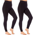 Heatwave Thermalwear Pack Of 2 Womens Ultra Thermal Brushed Black Leggings 140 Denier Warm Stretchy Comfort Fit Winter Wear