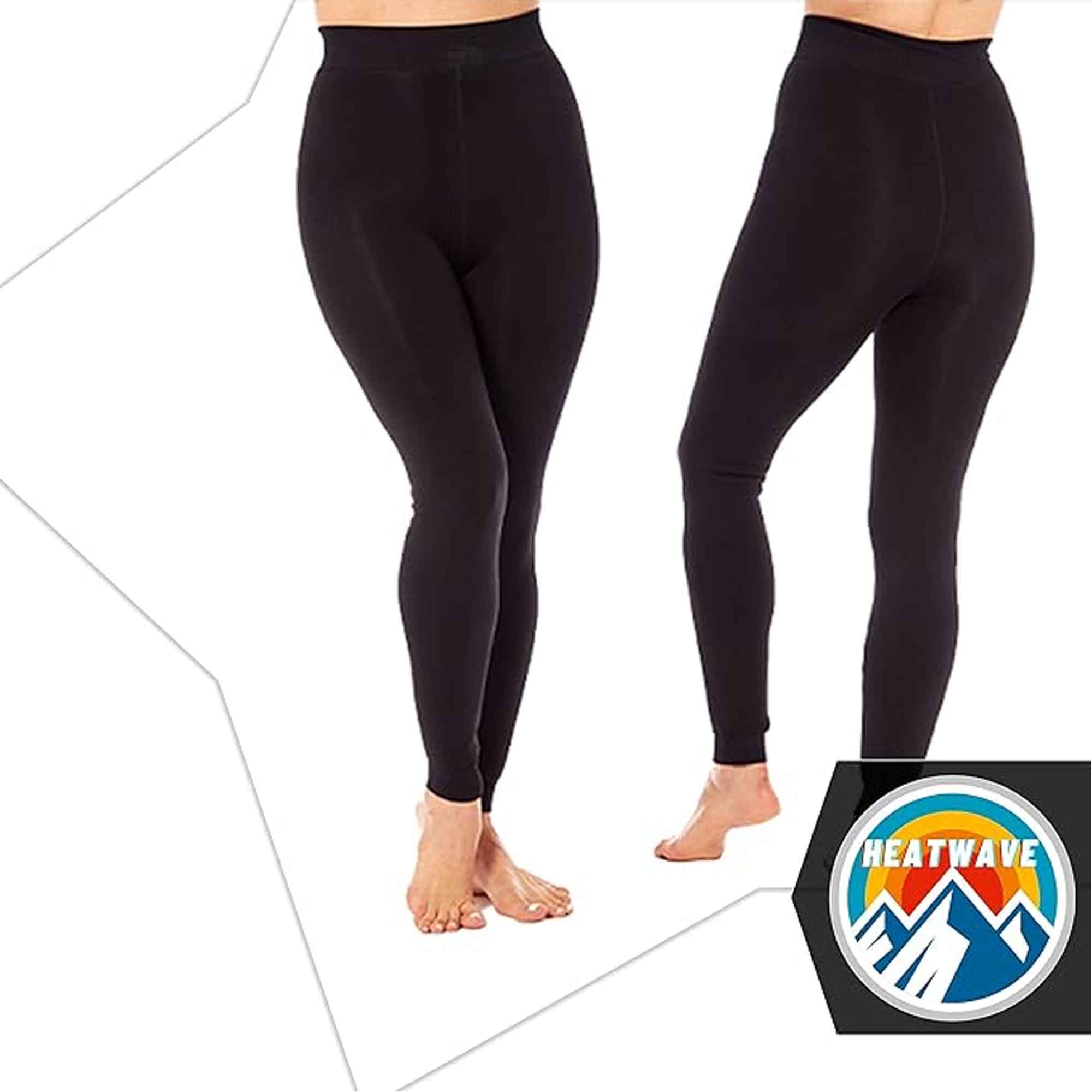 Heatwave Thermalwear Pack Of 2 Womens Ultra Thermal Brushed Black Leggings 140 Denier Warm Stretchy Comfort Fit Winter Wear
