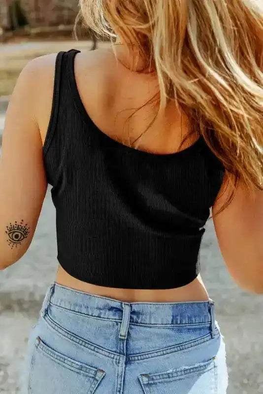 Ribbed Crop Tank Top - Basic Slim Fit