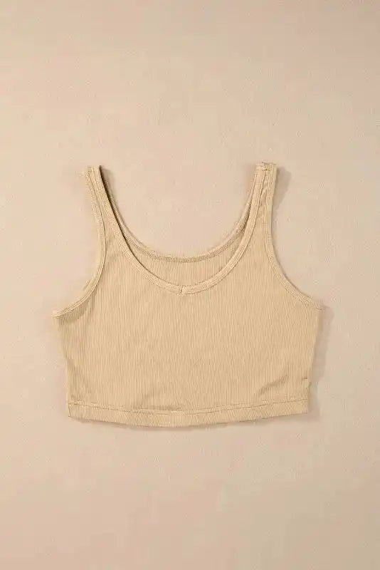 Ribbed Crop Tank Top - Basic Slim Fit