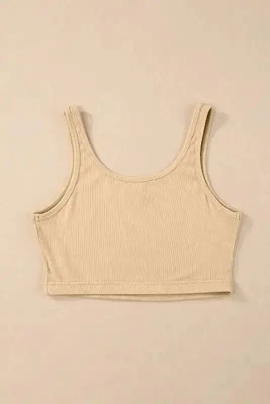 Ribbed Crop Tank Top - Basic Slim Fit