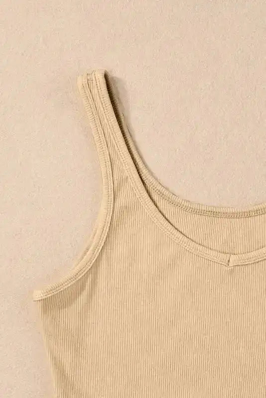 Ribbed Crop Tank Top - Basic Slim Fit
