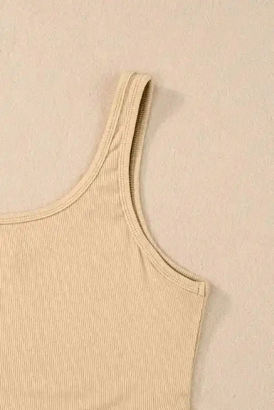 Ribbed Crop Tank Top - Basic Slim Fit