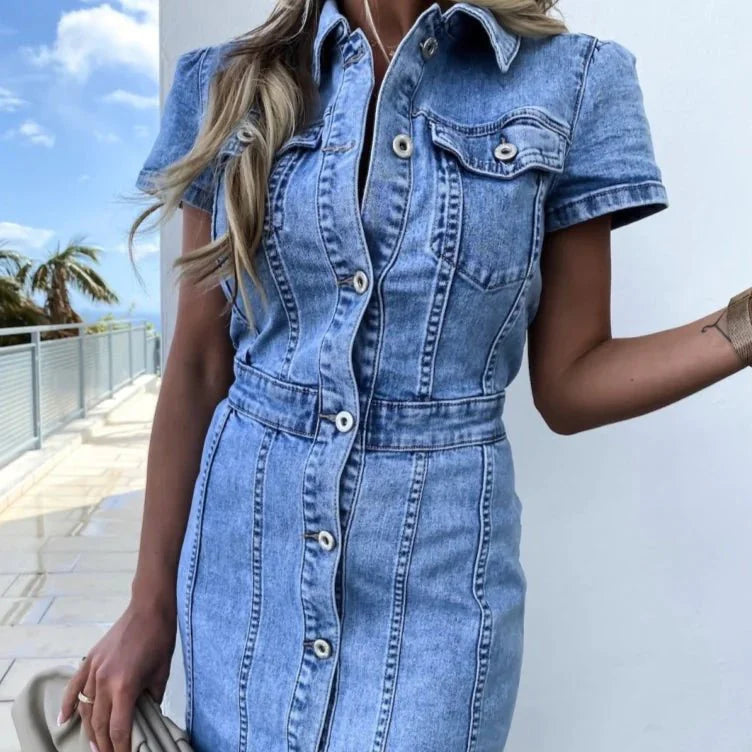 Stretch Denim light Blue Dress