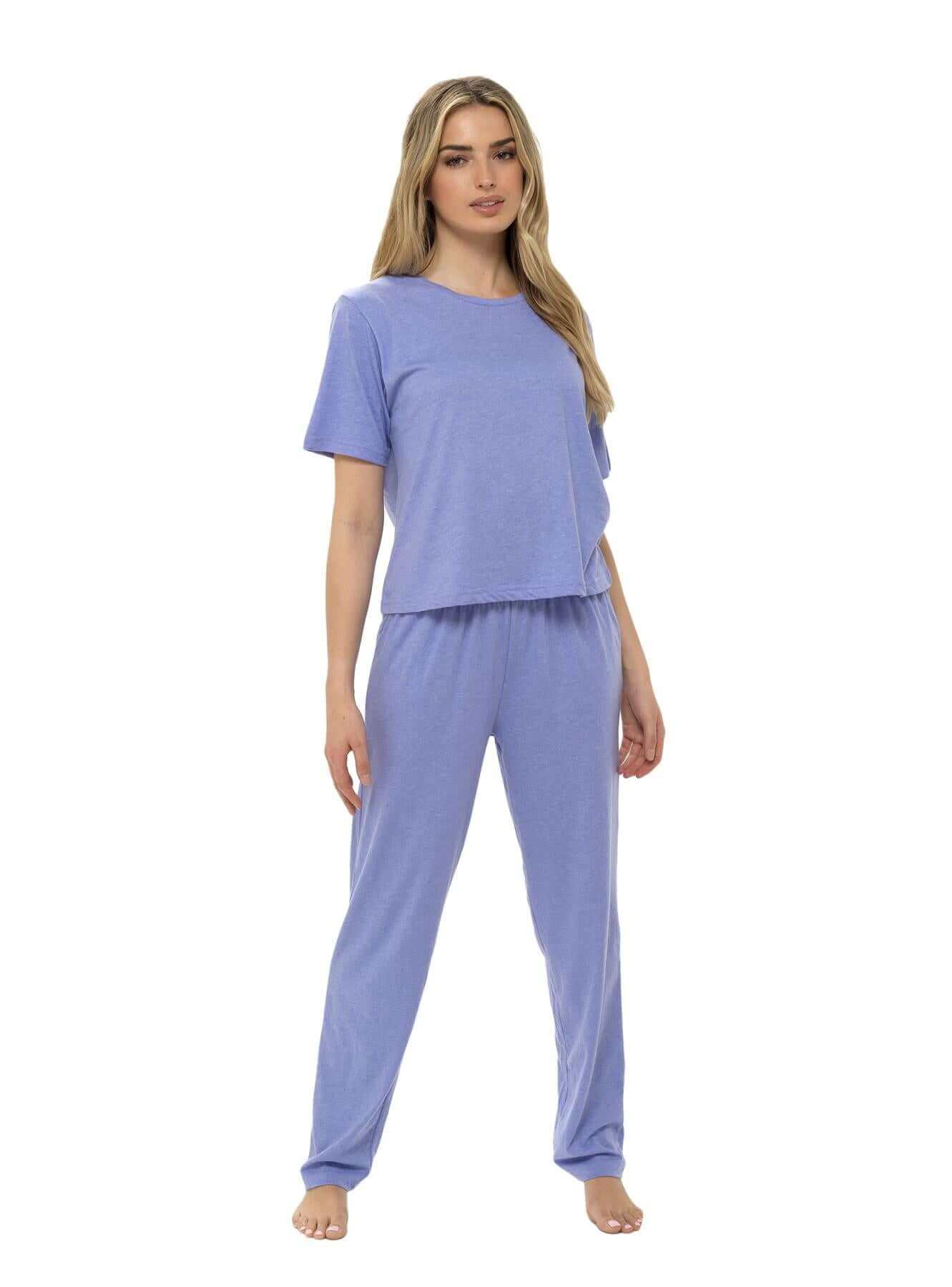 Daisy Dreamer Women's Jersey Marl Loungewear Pyjama Set, Super Soft Comfort, Relaxed Fit, All Seasons, Blue Or Grey, Two Piece