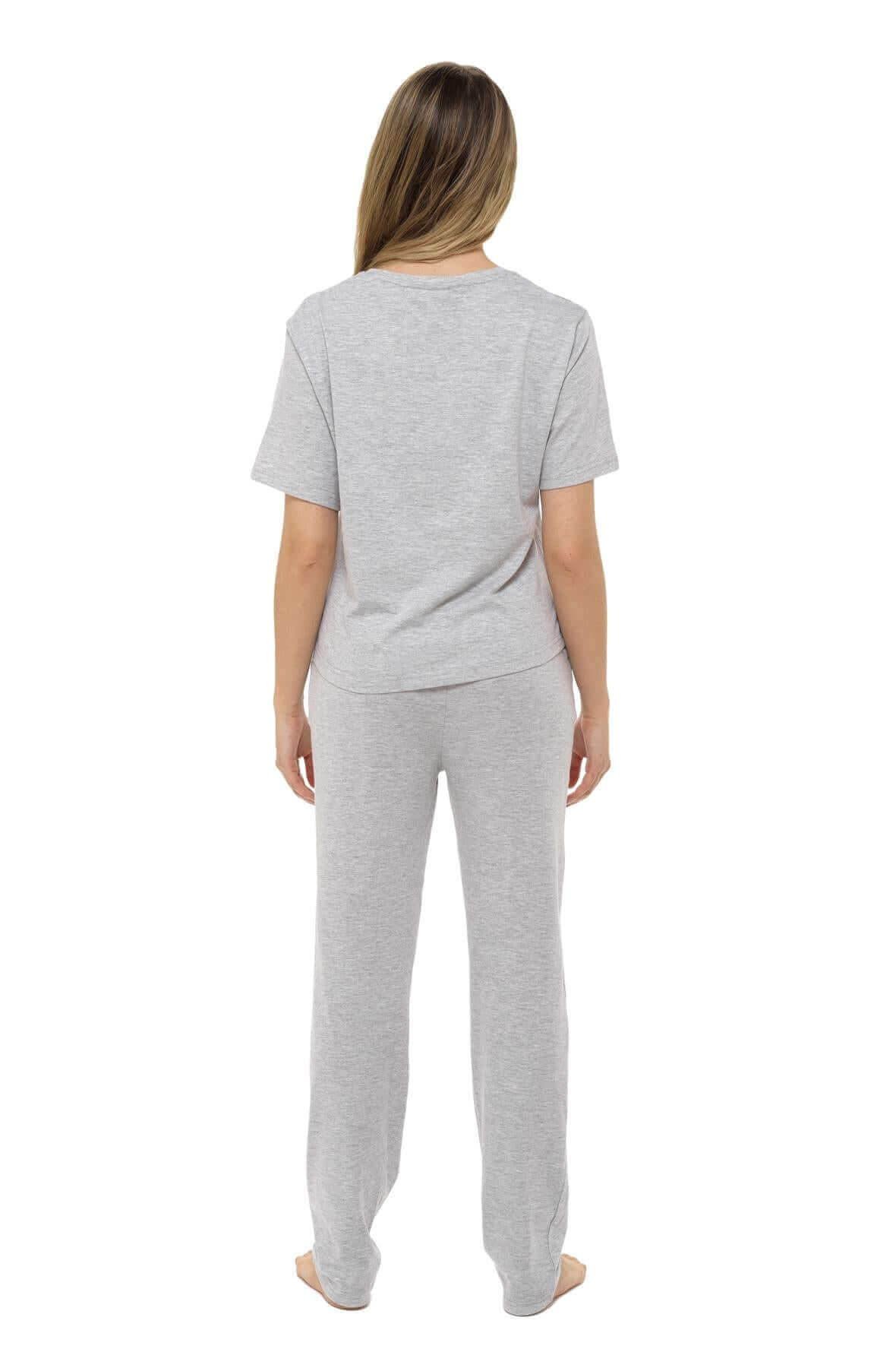 Daisy Dreamer Women's Jersey Marl Loungewear Pyjama Set, Super Soft Comfort, Relaxed Fit, All Seasons, Blue Or Grey, Two Piece