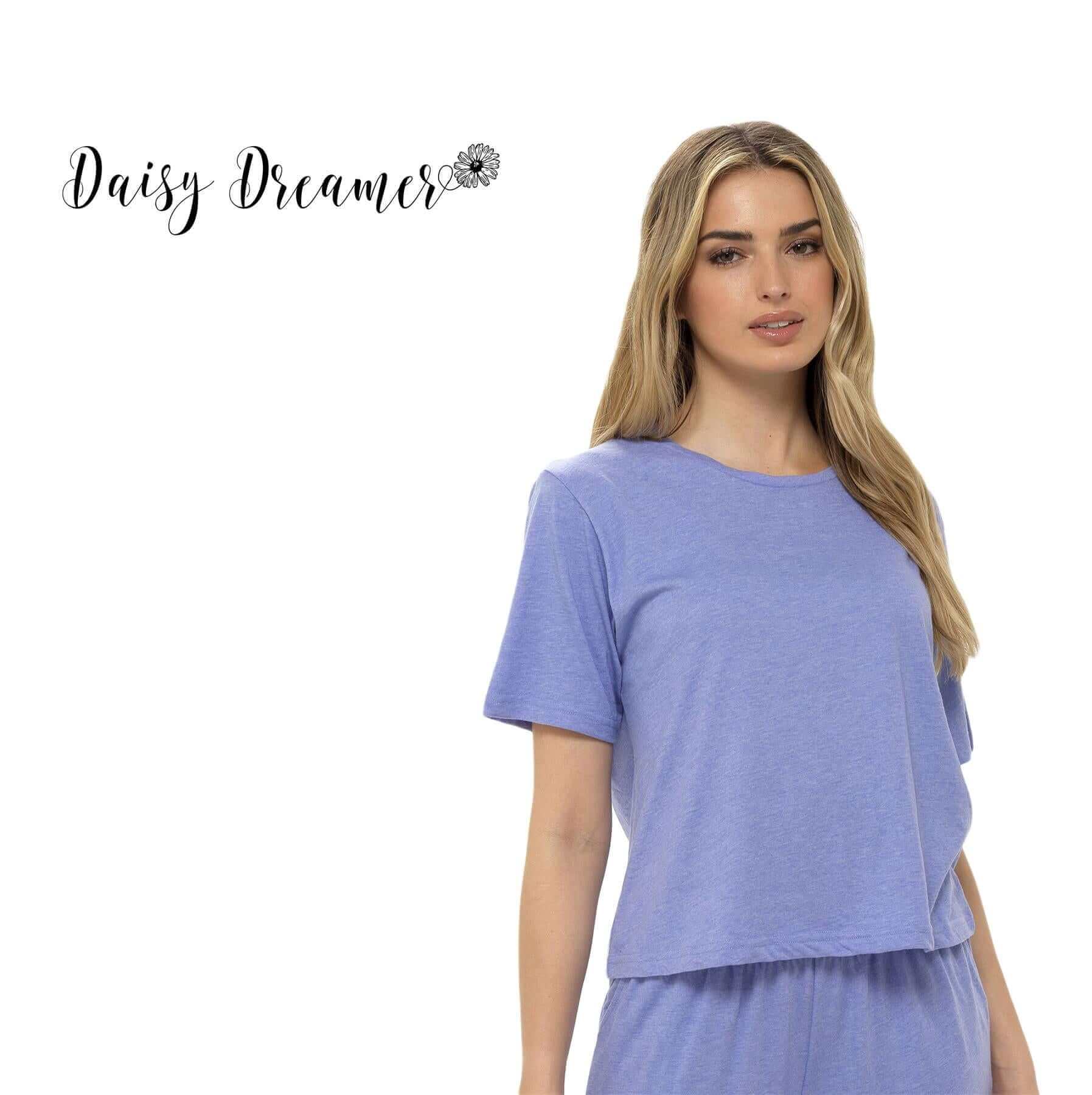 Daisy Dreamer Women's Jersey Marl Loungewear Pyjama Set, Super Soft Comfort, Relaxed Fit, All Seasons, Blue Or Grey, Two Piece
