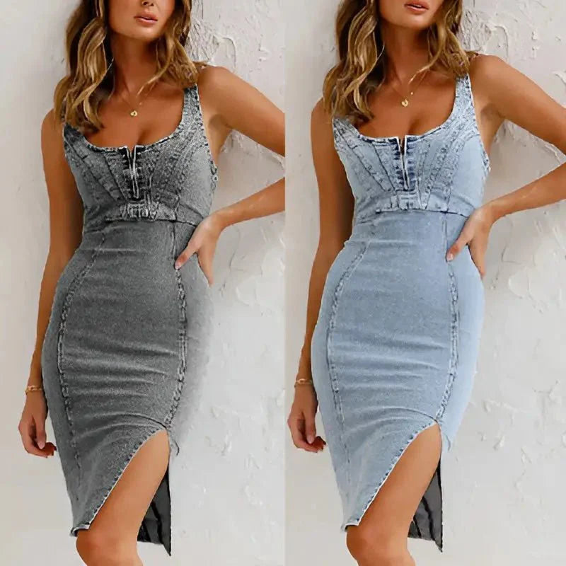 Women Denim midi Dress