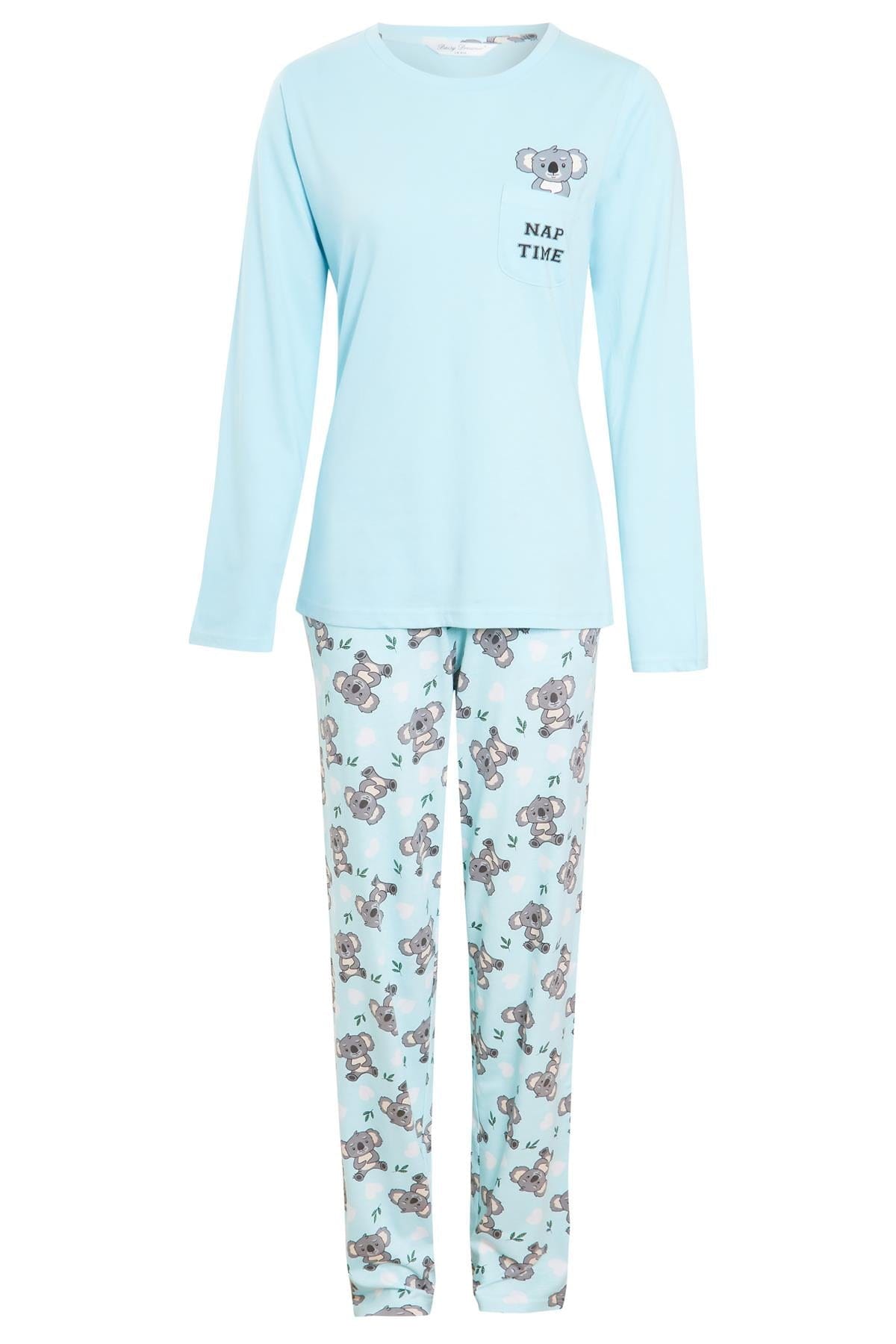 OLIVIA ROCCO Women's Koala Bear Cotton Pyjama Set 100 Percent Cotton Elasticated Waistband Soft Breathable Nightwear Loungewear