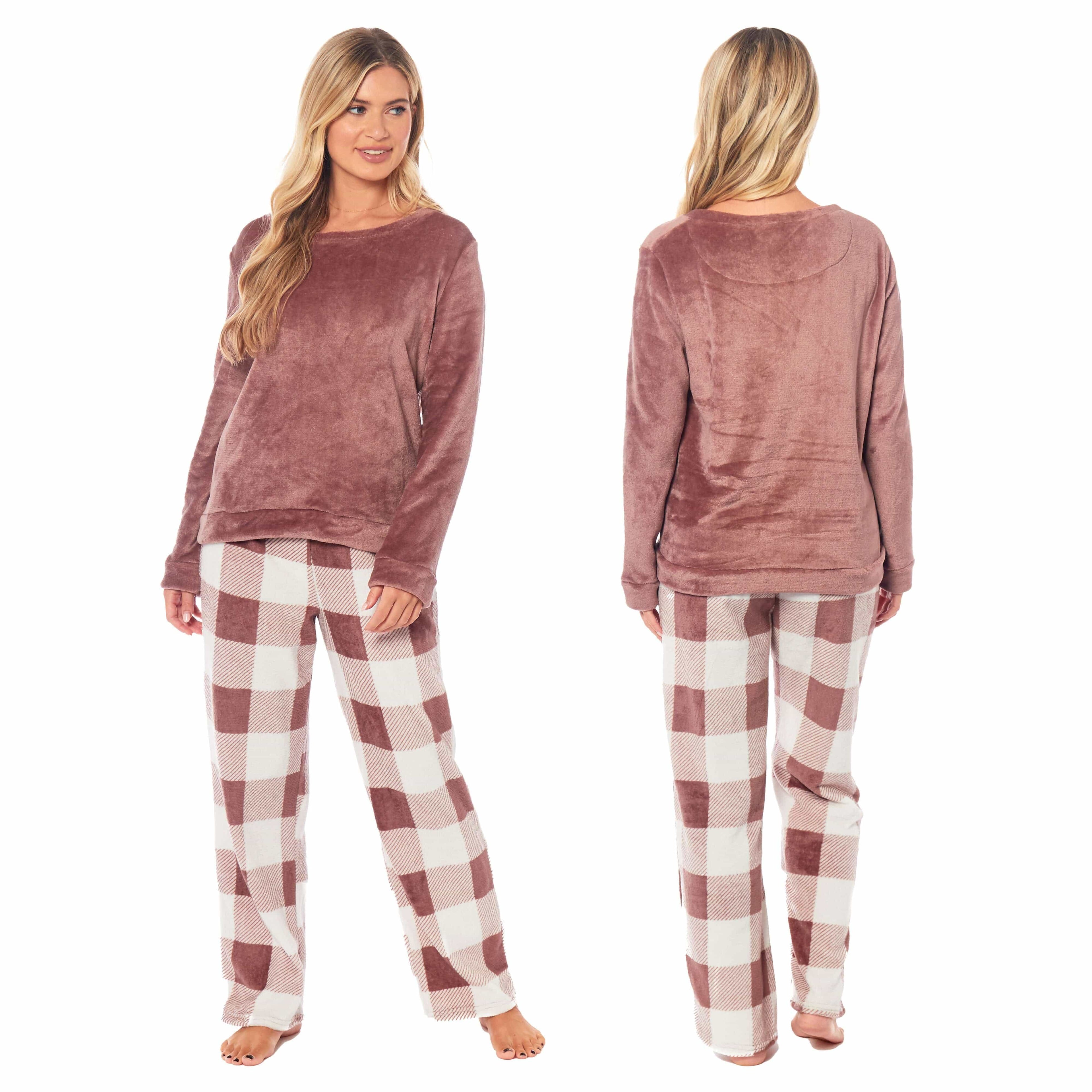 Daisy Dreamer Women's Buffalo Check Fleece Pyjama Set