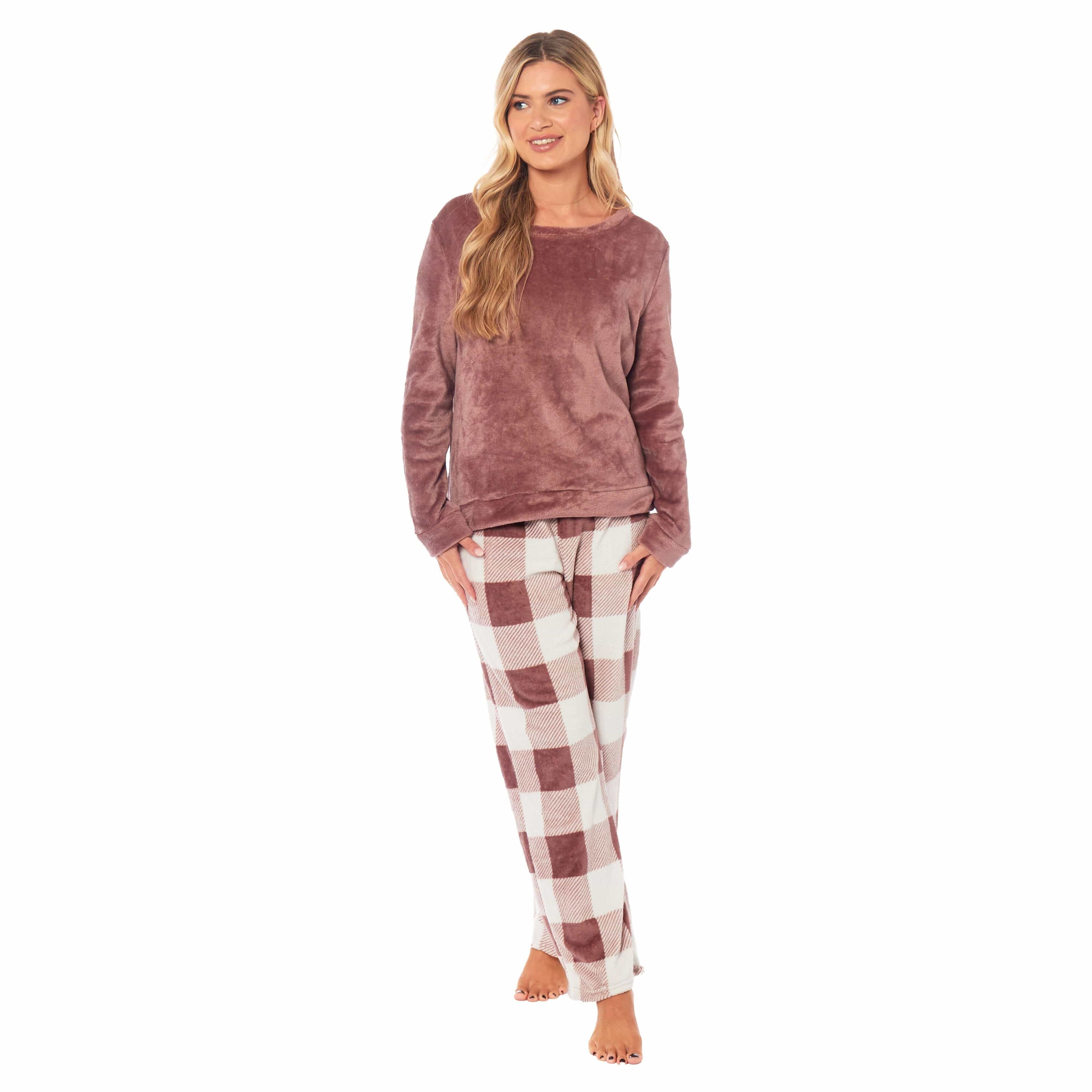 Daisy Dreamer Women's Buffalo Check Fleece Pyjama Set