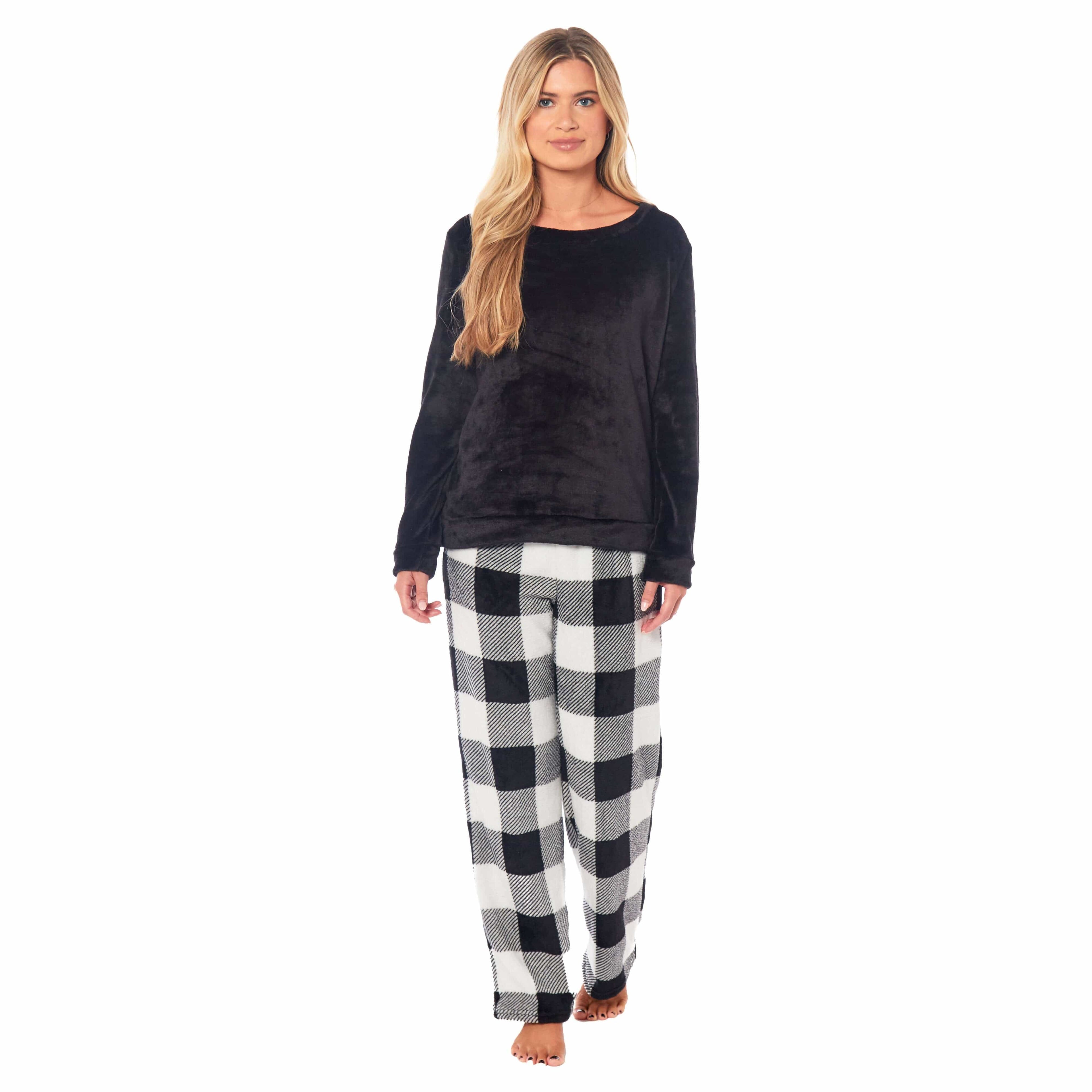 Daisy Dreamer Women's Buffalo Check Fleece Pyjama Set