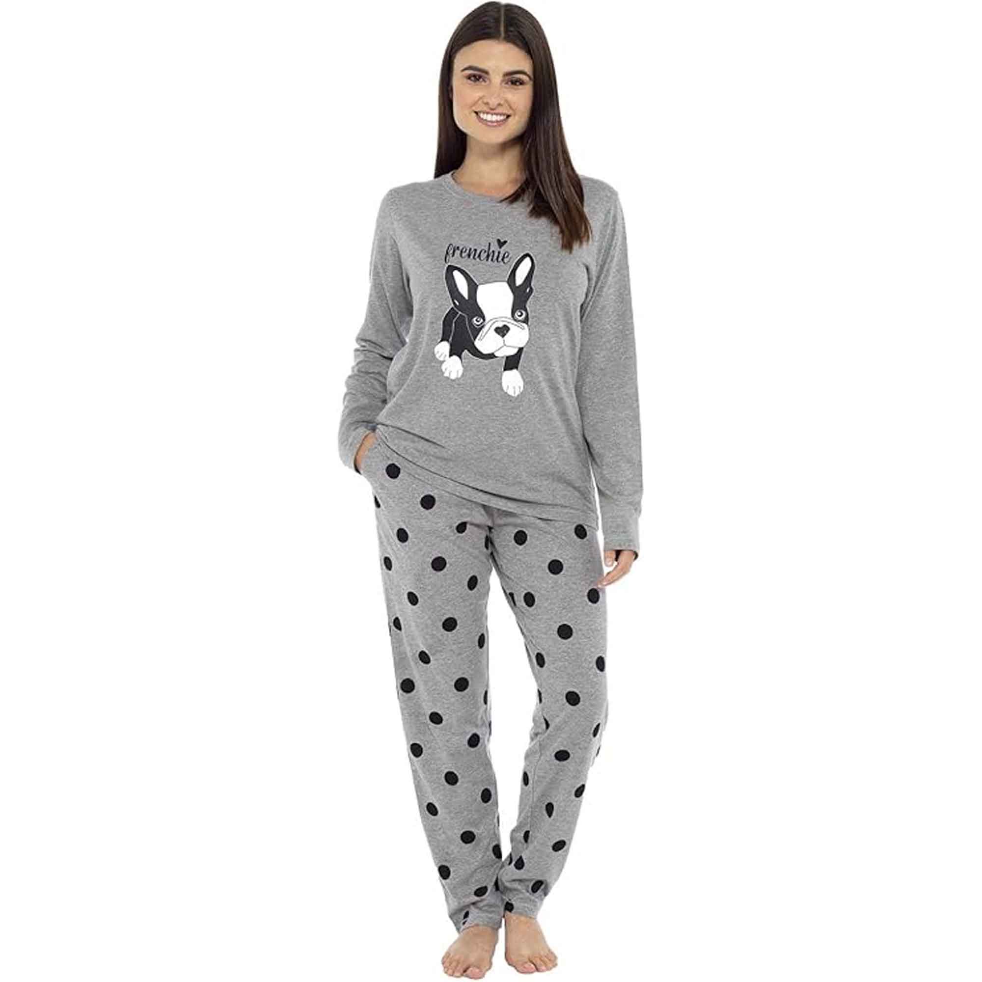 Daisy Dreamer Women's Cotton Pyjama Set With Elasticated Patterned Bottoms Soft Long Sleeve Top 100% Cotton Nightwear Multiple Sizes