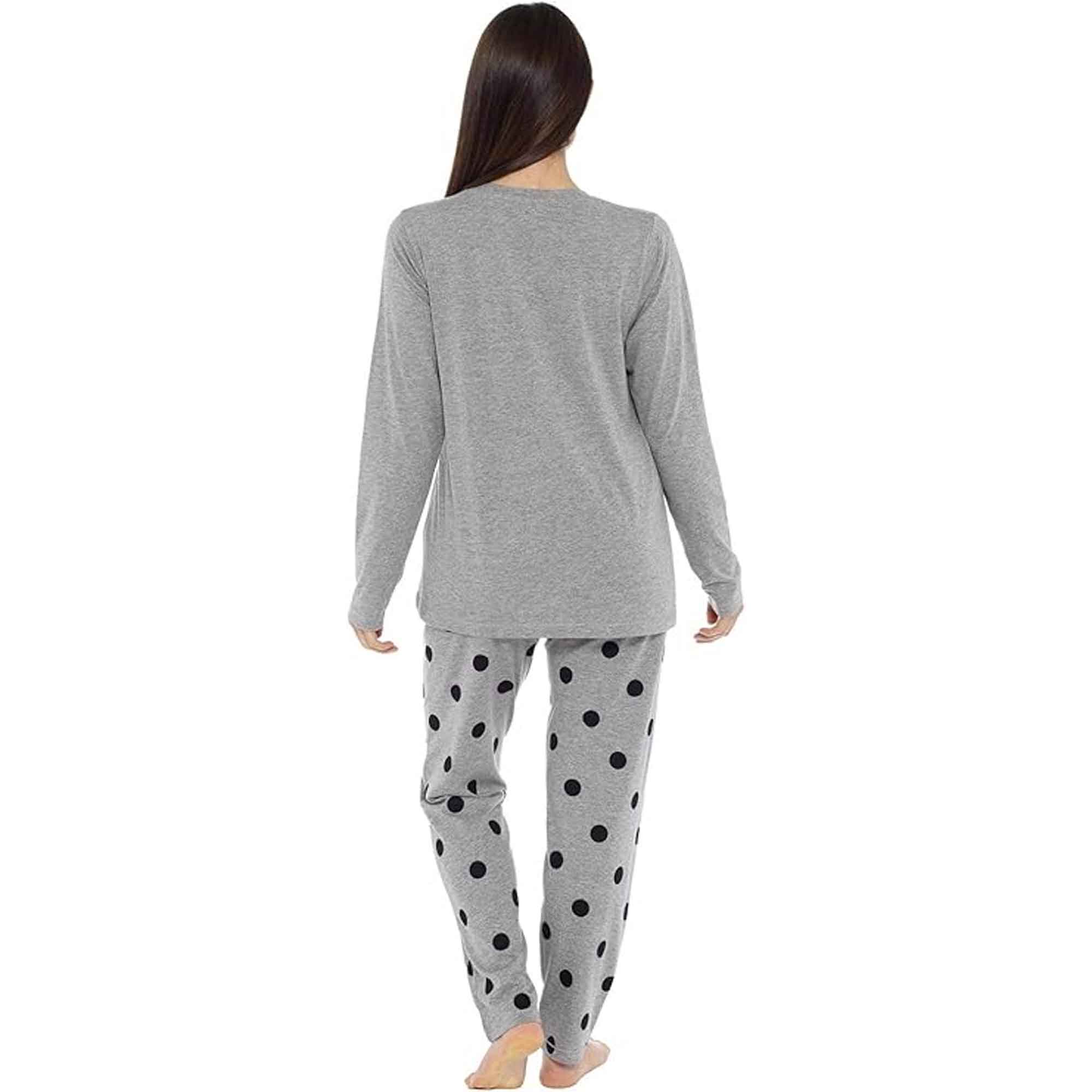 Daisy Dreamer Women's Cotton Pyjama Set With Elasticated Patterned Bottoms Soft Long Sleeve Top 100% Cotton Nightwear Multiple Sizes