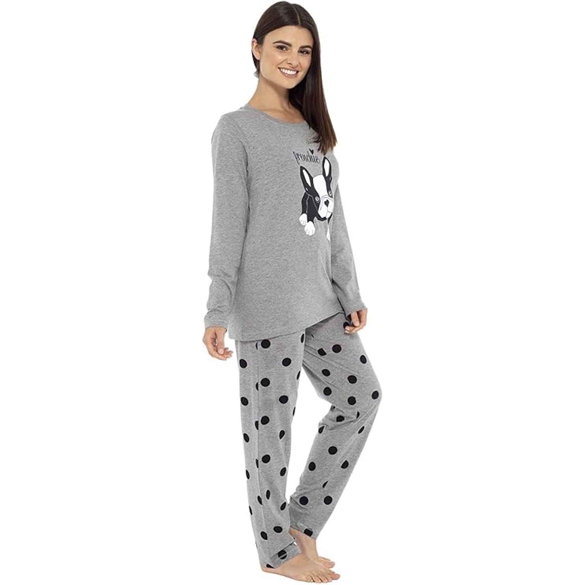 Daisy Dreamer Women's Cotton Pyjama Set With Elasticated Patterned Bottoms Soft Long Sleeve Top 100% Cotton Nightwear Multiple Sizes