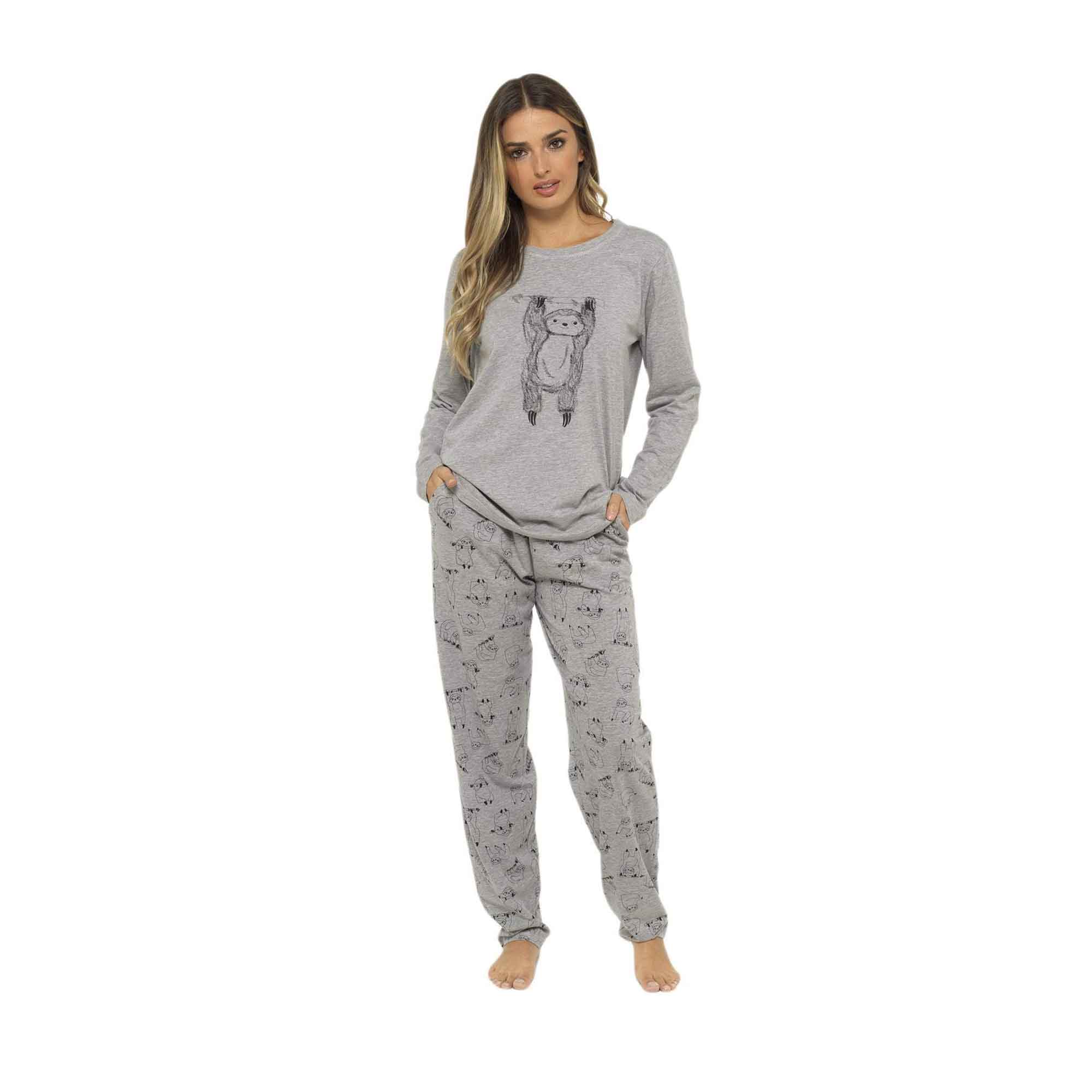 Daisy Dreamer Women's Cotton Pyjama Set With Elasticated Patterned Bottoms Soft Long Sleeve Top 100% Cotton Nightwear Multiple Sizes