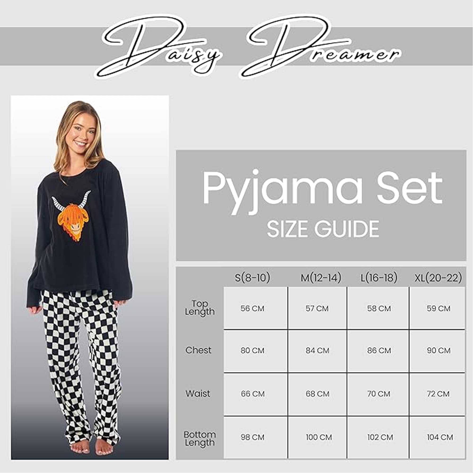 Daisy Dreamer Womens Thermal Fleece Pyjamas Set 100 Percent Polyester Animal Print Top And Bottom Long Sleeve Winter Sleepwear