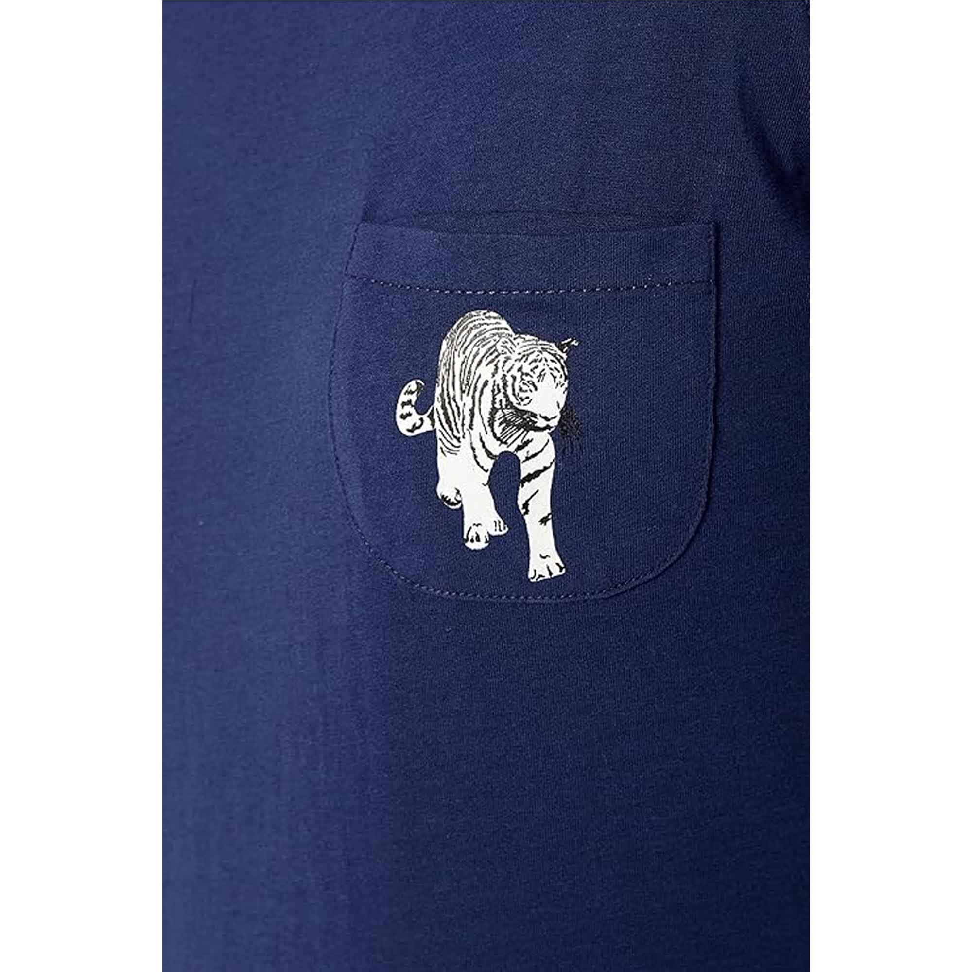 Daisy Dreamer Women's Navy Tiger Print Polar Fleece Pyjama Set With Long Sleeve Top And Elasticated Bottoms Cozy Nightwear Loungewear
