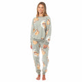 Daisy Dreamer Women's Sloth Fleece Pyjama Set Long Sleeve Animal Print Warm Sleepwear For Ladies Loungewear And Relaxation